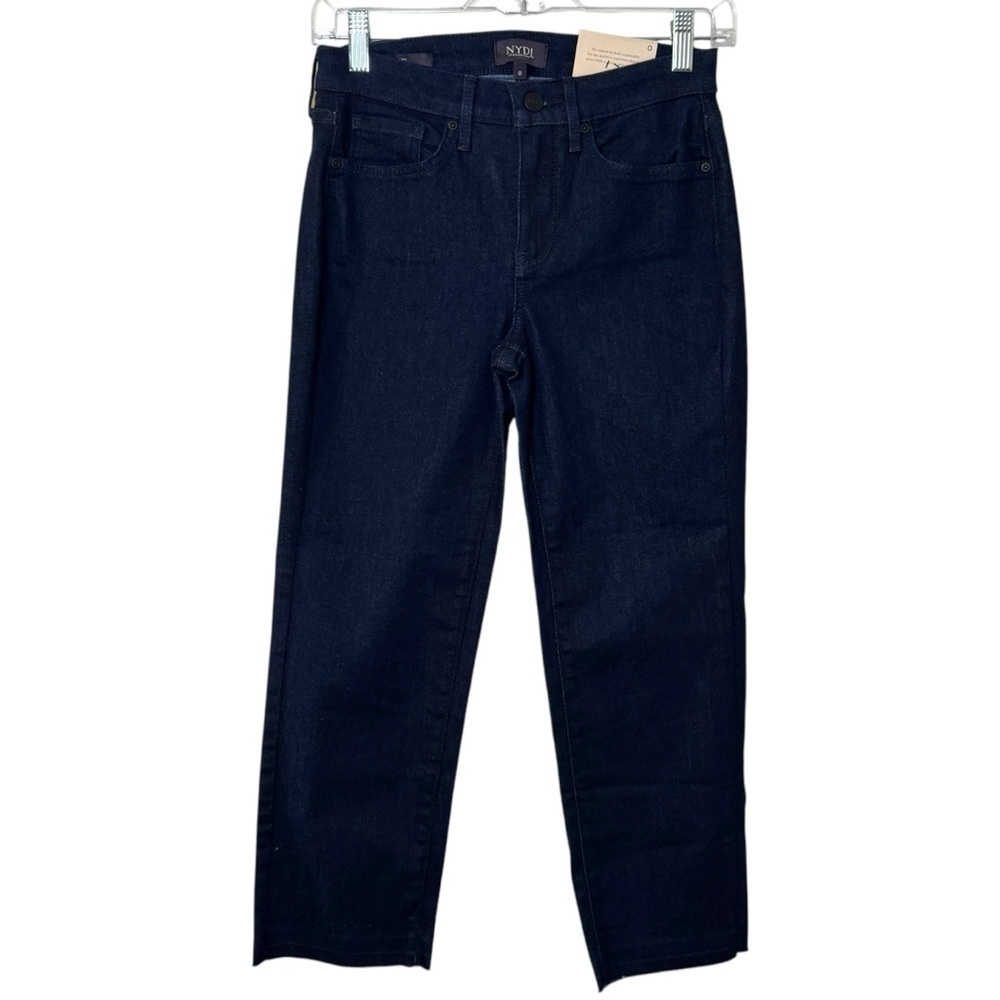 NWT NYDJ Capri Slim dark wash jeans with Released raw Hem Womens 0 sculpting